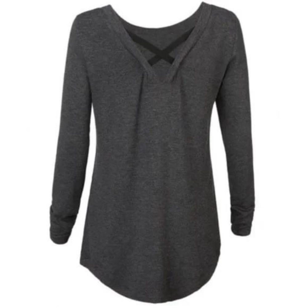 HOT! Cabi reversible charcoal Gray cross back top. Style #4007. Size M